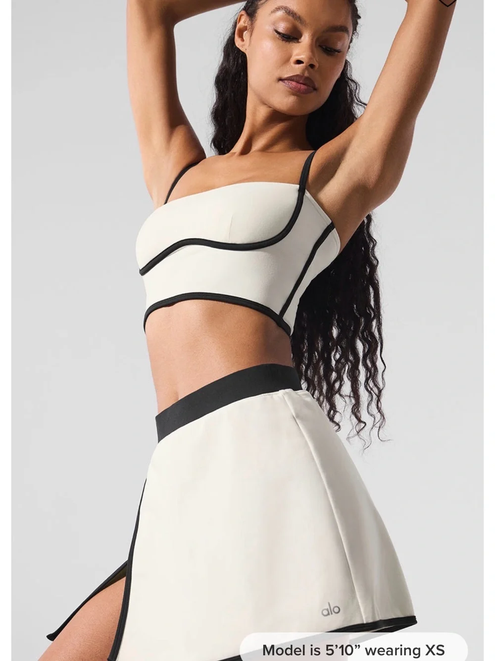 ALO Yoga Cream Crop Brami with Black Trim